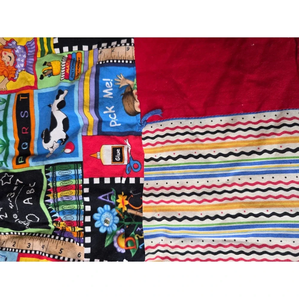 Handmade School Days Patchwork Quilt Alphabet ABC Teacher Gift Nursery 46x33 W1
